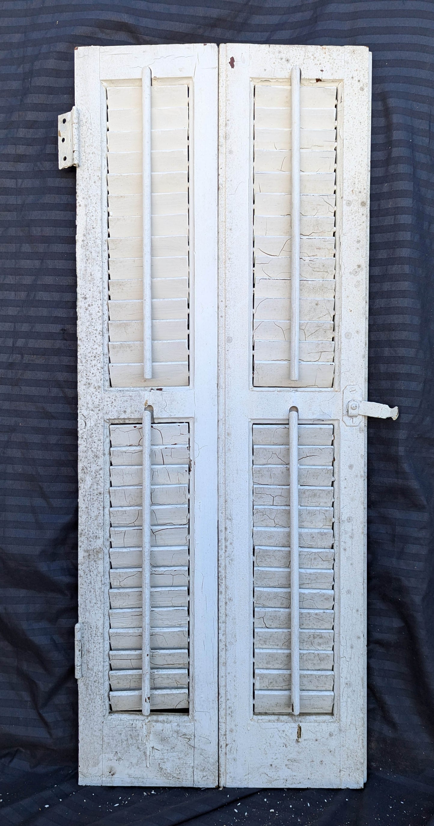 2 available Pair 28"x36" Antique Vintage Old SOLID Wood Wooden Bifold Window Shutter Plantation Style Adjustable Louver