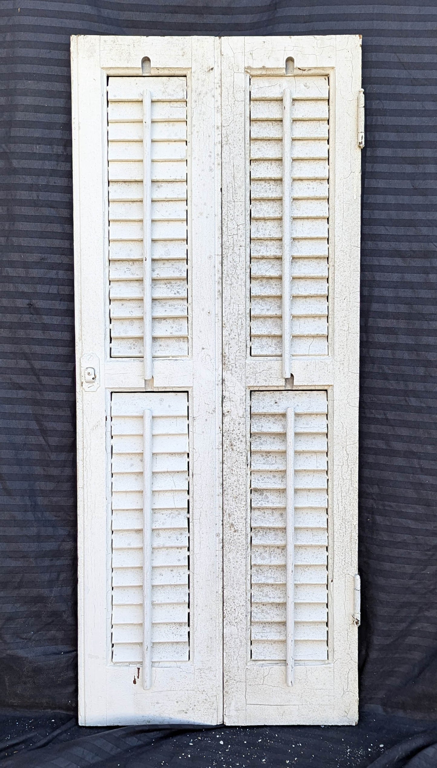 2 available Pair 28"x36" Antique Vintage Old SOLID Wood Wooden Bifold Window Shutter Plantation Style Adjustable Louver