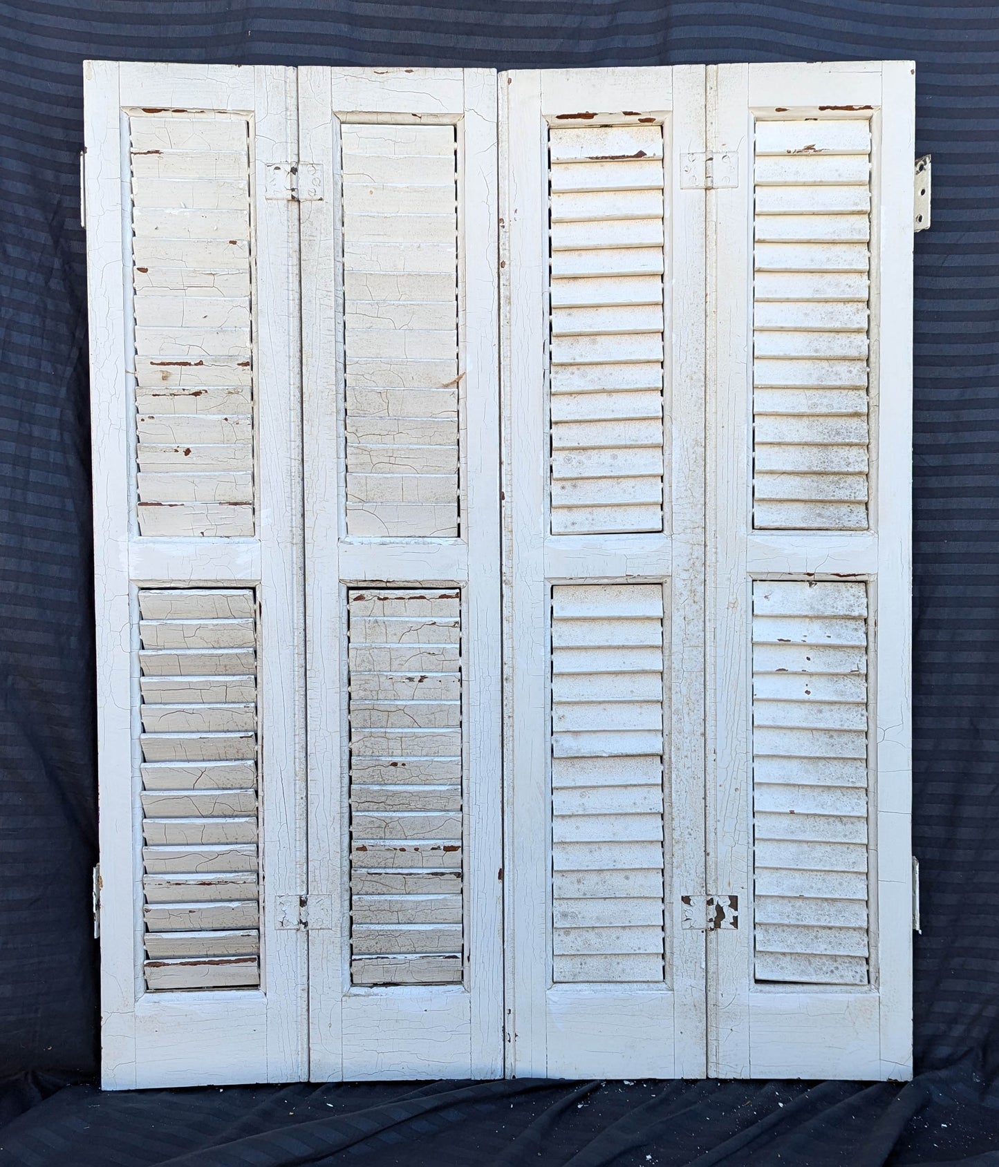 2 available Pair 28"x36" Antique Vintage Old SOLID Wood Wooden Bifold Window Shutter Plantation Style Adjustable Louver