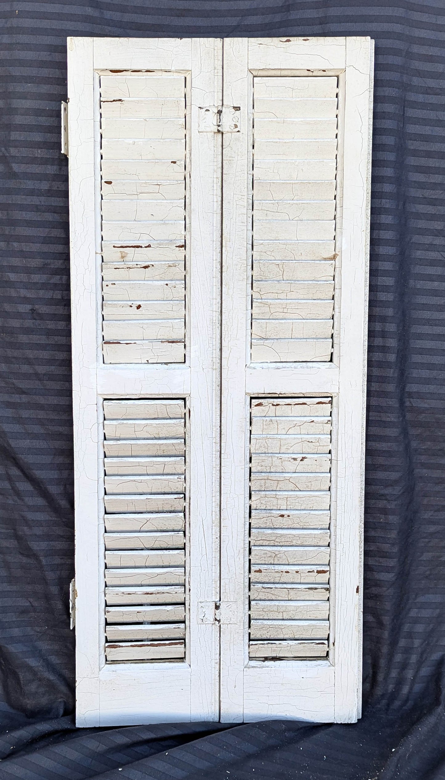 2 available Pair 28"x36" Antique Vintage Old SOLID Wood Wooden Bifold Window Shutter Plantation Style Adjustable Louver