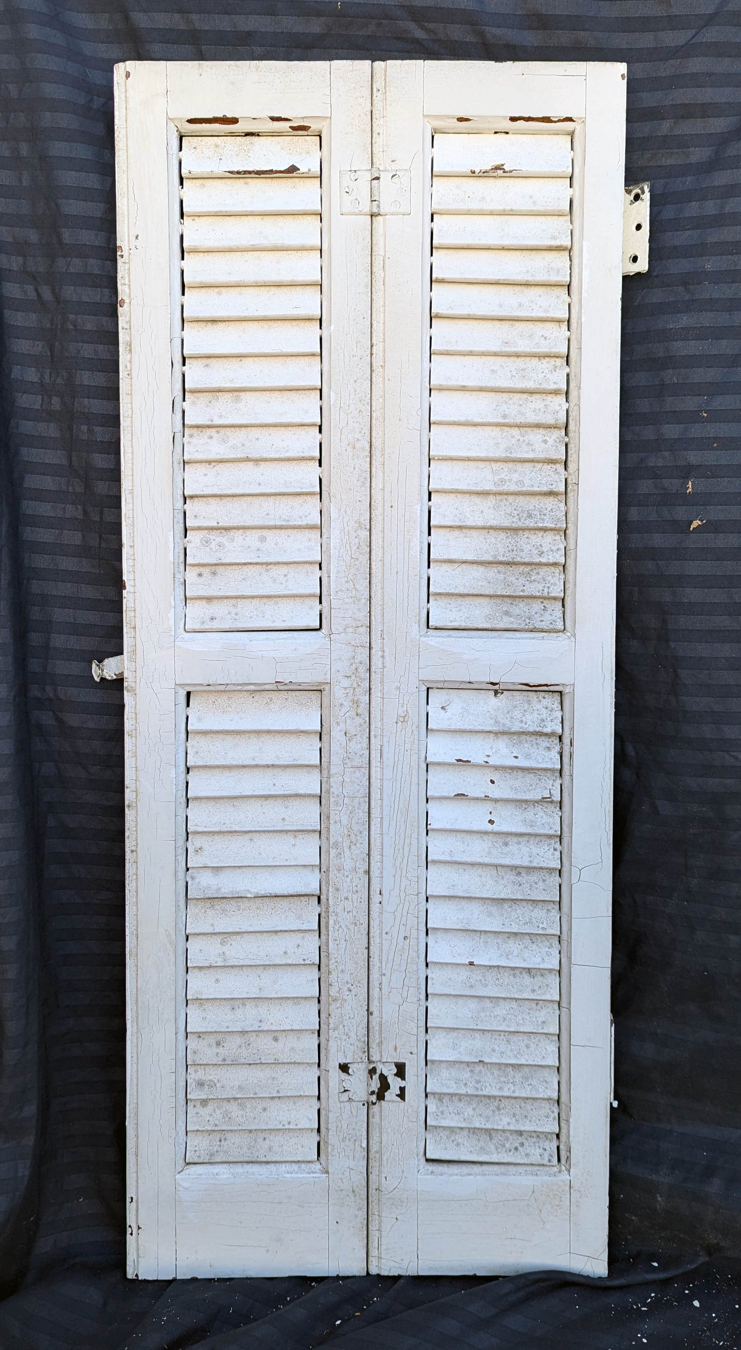 2 available Pair 28"x36" Antique Vintage Old SOLID Wood Wooden Bifold Window Shutter Plantation Style Adjustable Louver