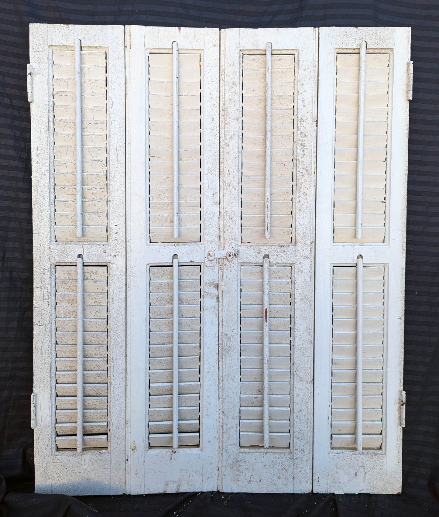 2 available Pair 28"x36" Antique Vintage Old SOLID Wood Wooden Bifold Window Shutter Plantation Style Adjustable Louver