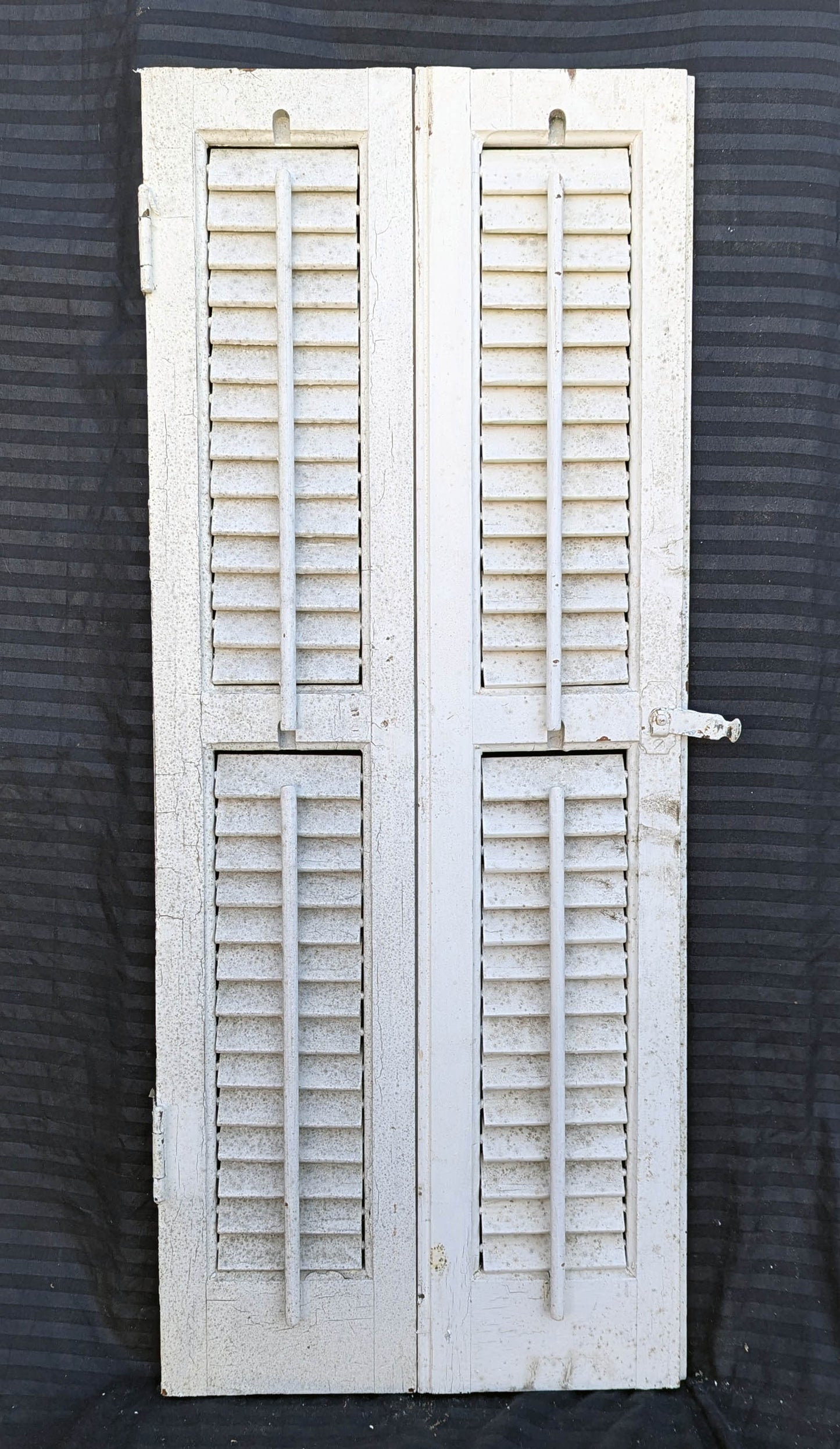 2 available Pair 28"x36" Antique Vintage Old SOLID Wood Wooden Bifold Window Shutter Plantation Style Adjustable Louver
