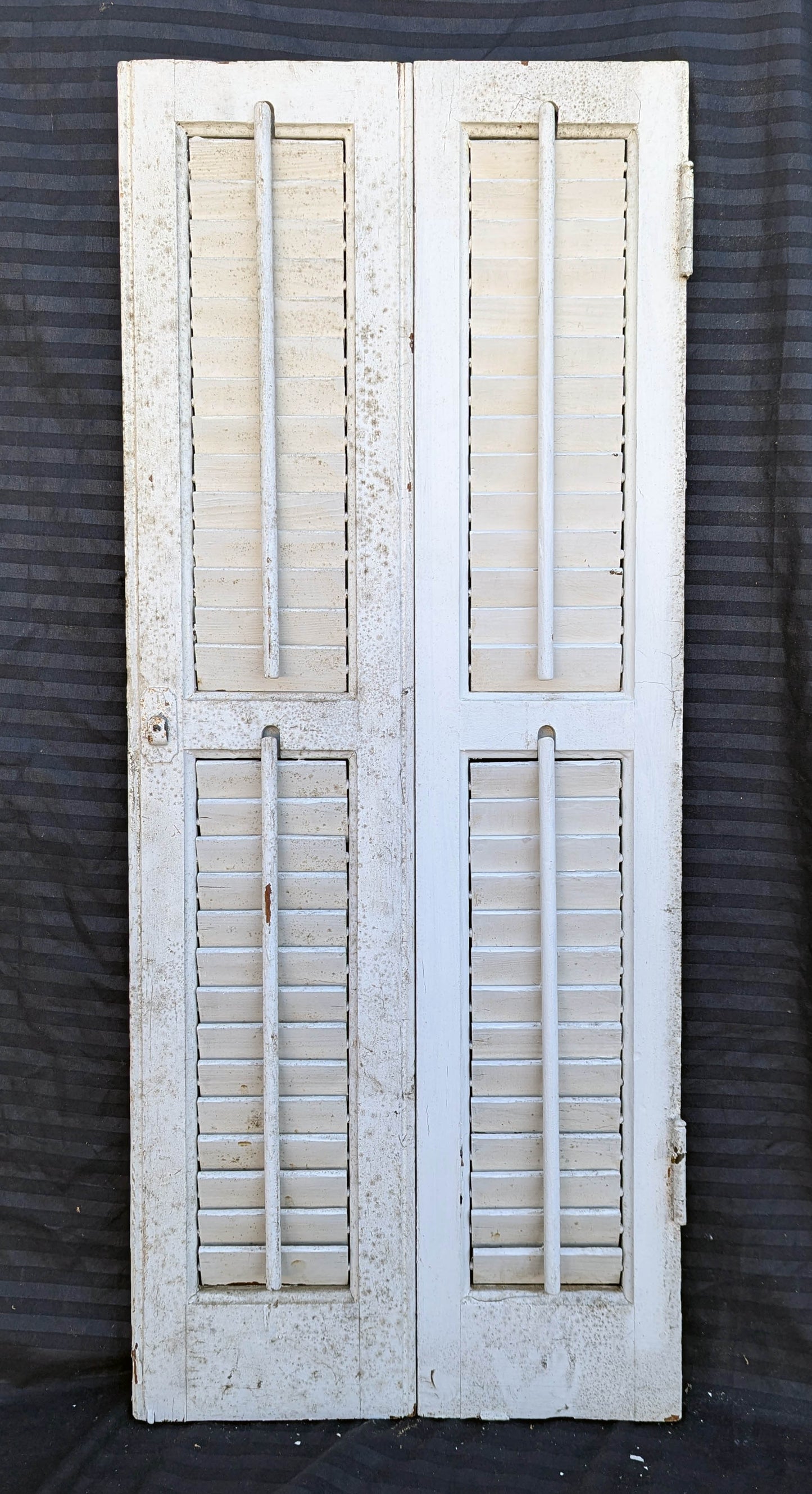 2 available Pair 28"x36" Antique Vintage Old SOLID Wood Wooden Bifold Window Shutter Plantation Style Adjustable Louver