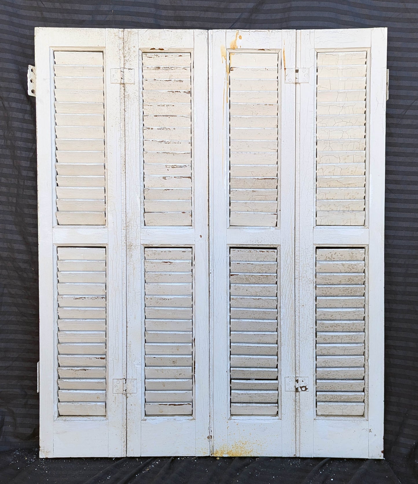 2 available Pair 28"x36" Antique Vintage Old SOLID Wood Wooden Bifold Window Shutter Plantation Style Adjustable Louver