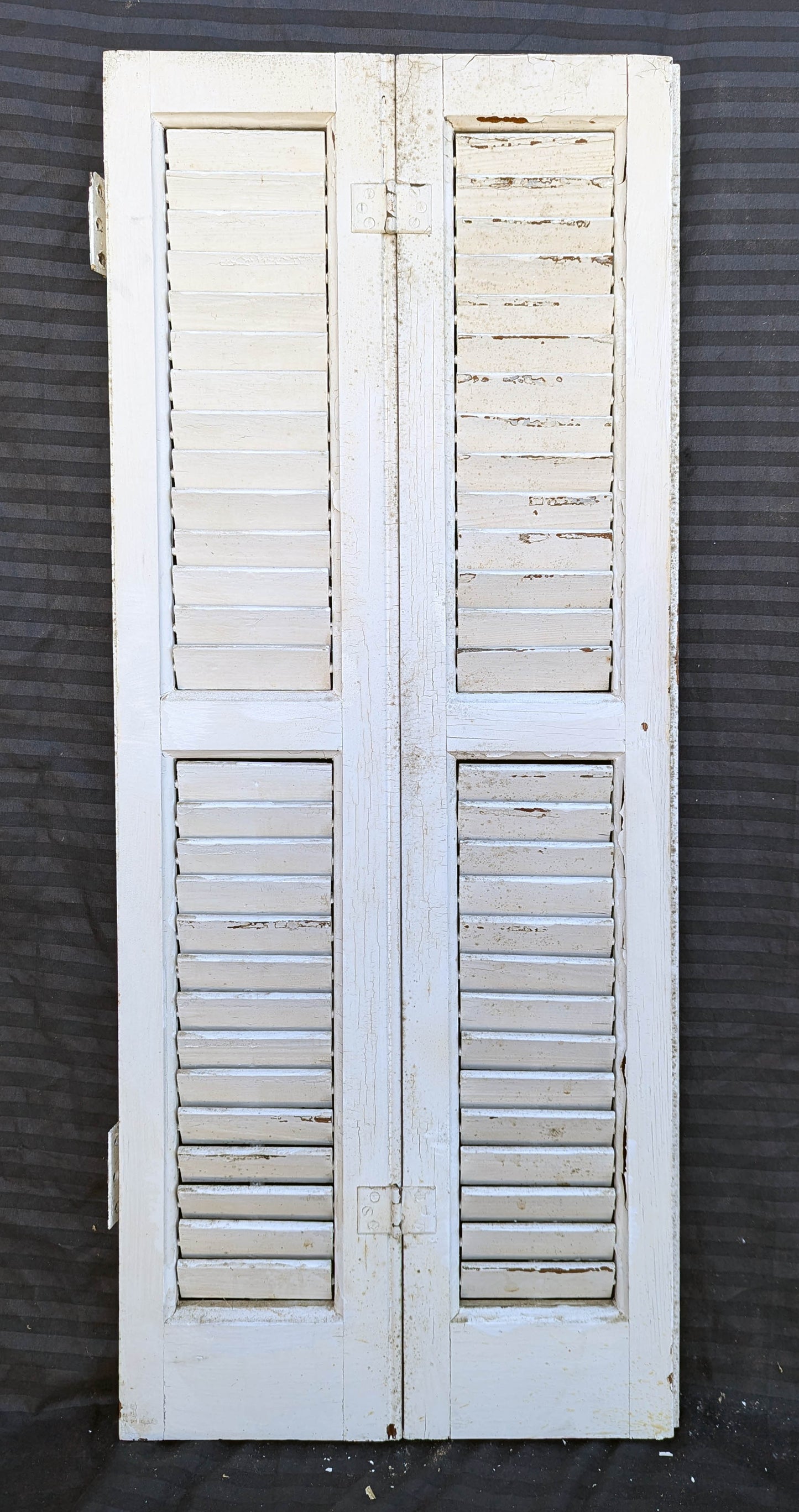 2 available Pair 28"x36" Antique Vintage Old SOLID Wood Wooden Bifold Window Shutter Plantation Style Adjustable Louver