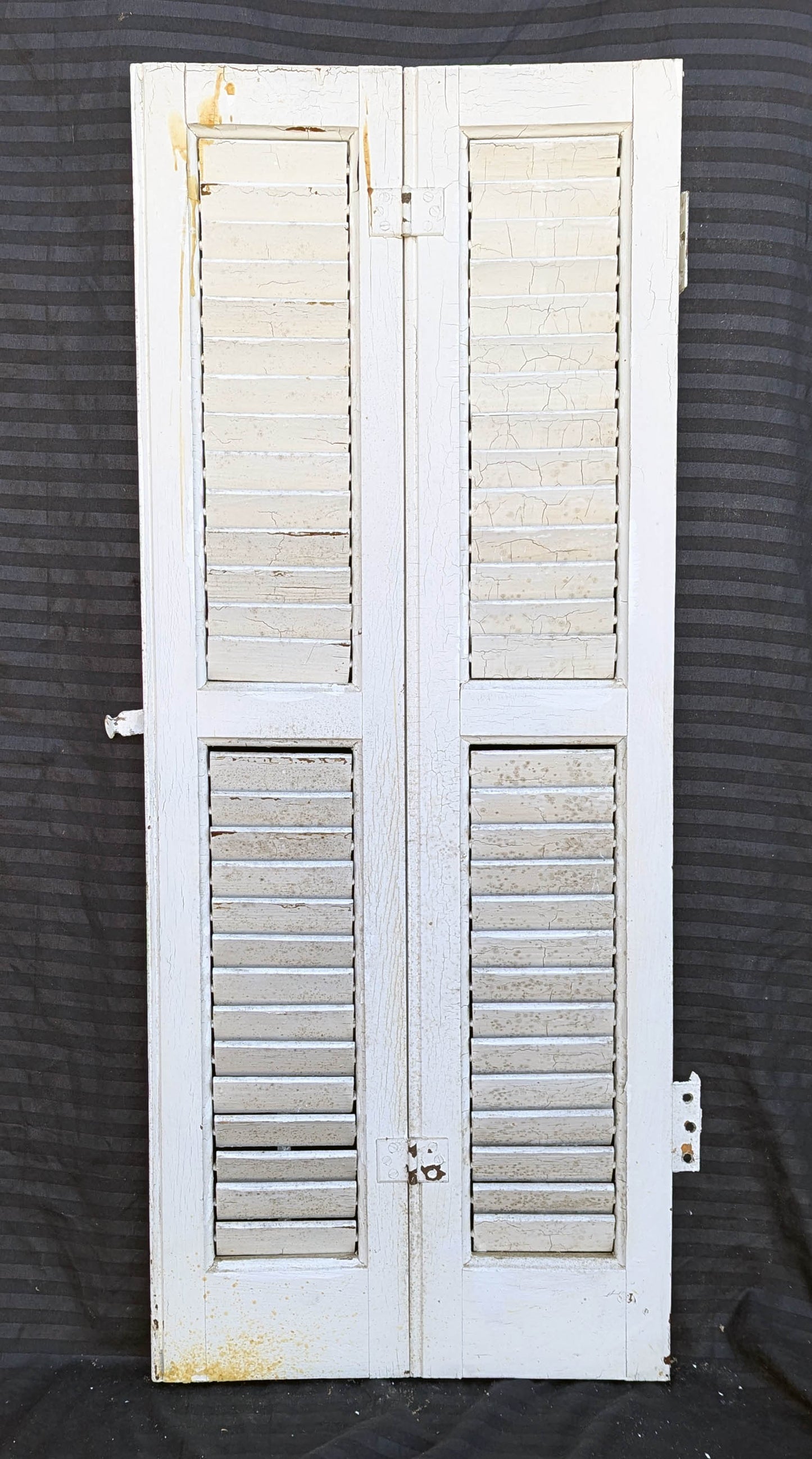 2 available Pair 28"x36" Antique Vintage Old SOLID Wood Wooden Bifold Window Shutter Plantation Style Adjustable Louver