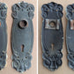 Antique Vintage Old Salvaged Reclaimed Art Nouveau "Sargent" SOLID Brass Door Set Knob Brass Plate Lock Lockset