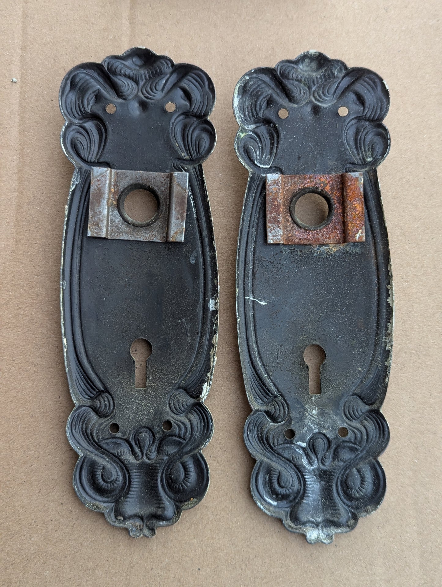 Antique Vintage Old Salvaged Reclaimed Art Nouveau "Sargent" SOLID Brass Door Set Knob Brass Plate Lock Lockset