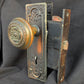 Antique Vintage Old Salvaged Reclaimed Victorian Green Revival "Sargent" SOLID Brass Door Set Knob Brass Plate Lock Lockset