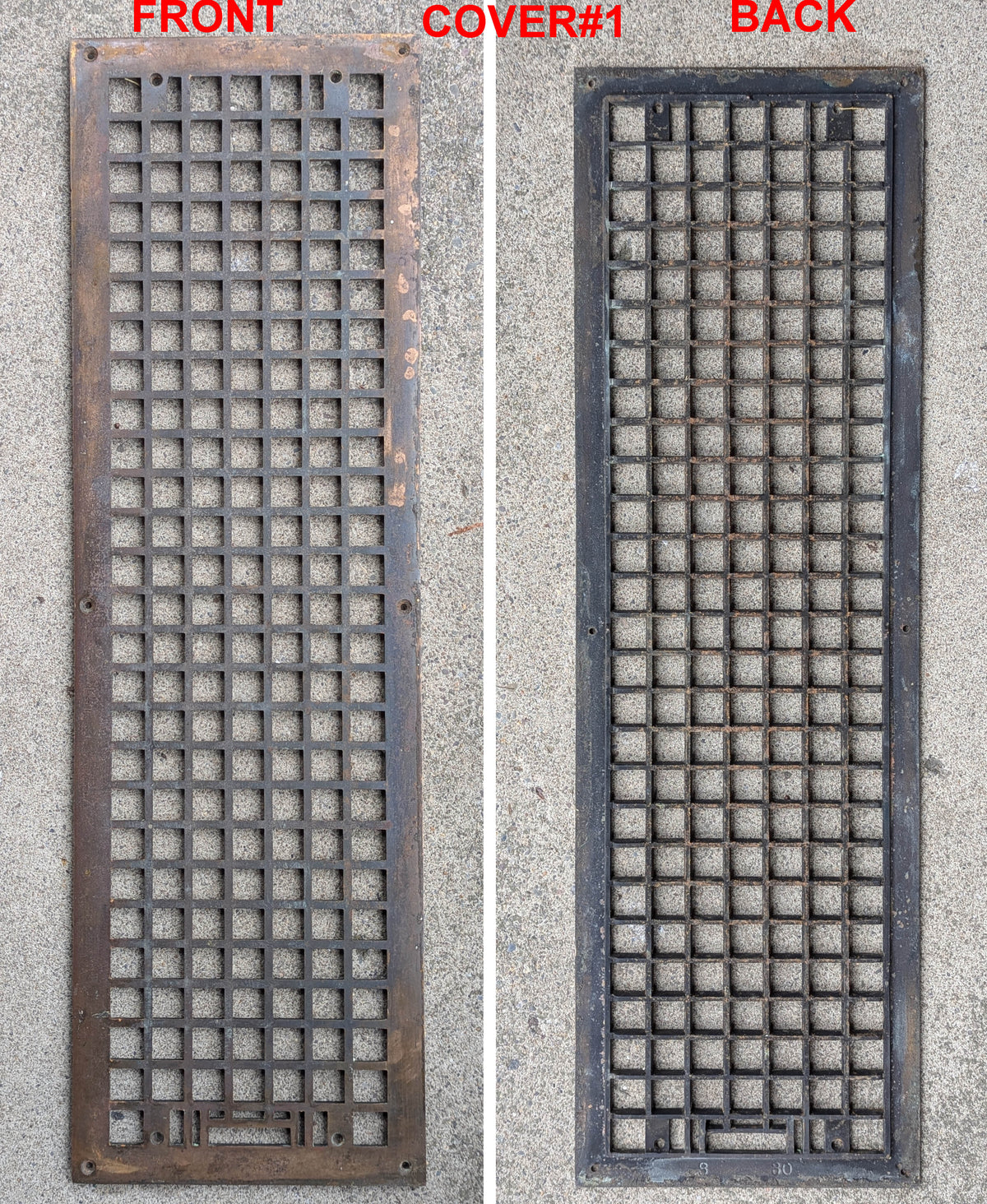 2 available 10"x32" Antique Vintage Salvaged Reclaimed Bronze Cast Iron Steel Floor Wall Heat Register Vent Cover Plate Grille Panel
