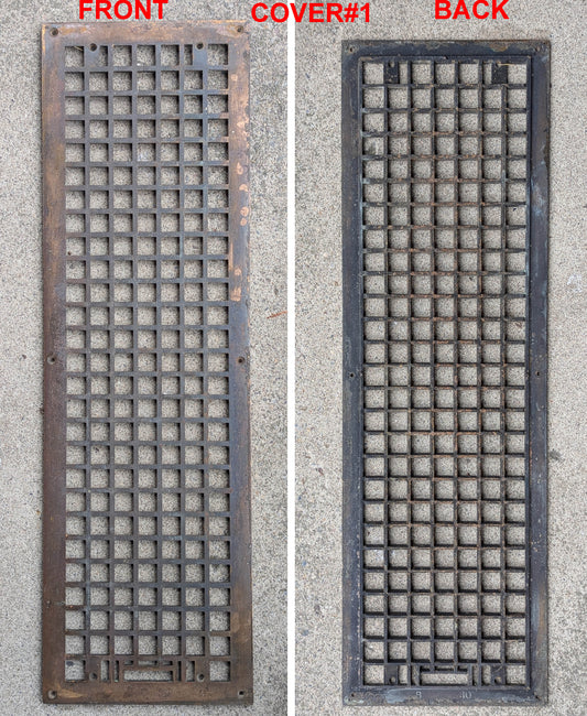 2 available 10"x32" Antique Vintage Salvaged Reclaimed Bronze Cast Iron Steel Floor Wall Heat Register Vent Cover Plate Grille Panel