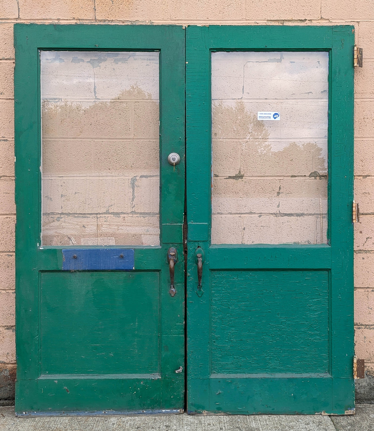 2 available 36"x82"x1.75" Antique Vintage Old Reclaimed Salvaged Wood Wooden Entry Exterior Door Half Length Window Tempered Glass Pane Lite Panel Hardware