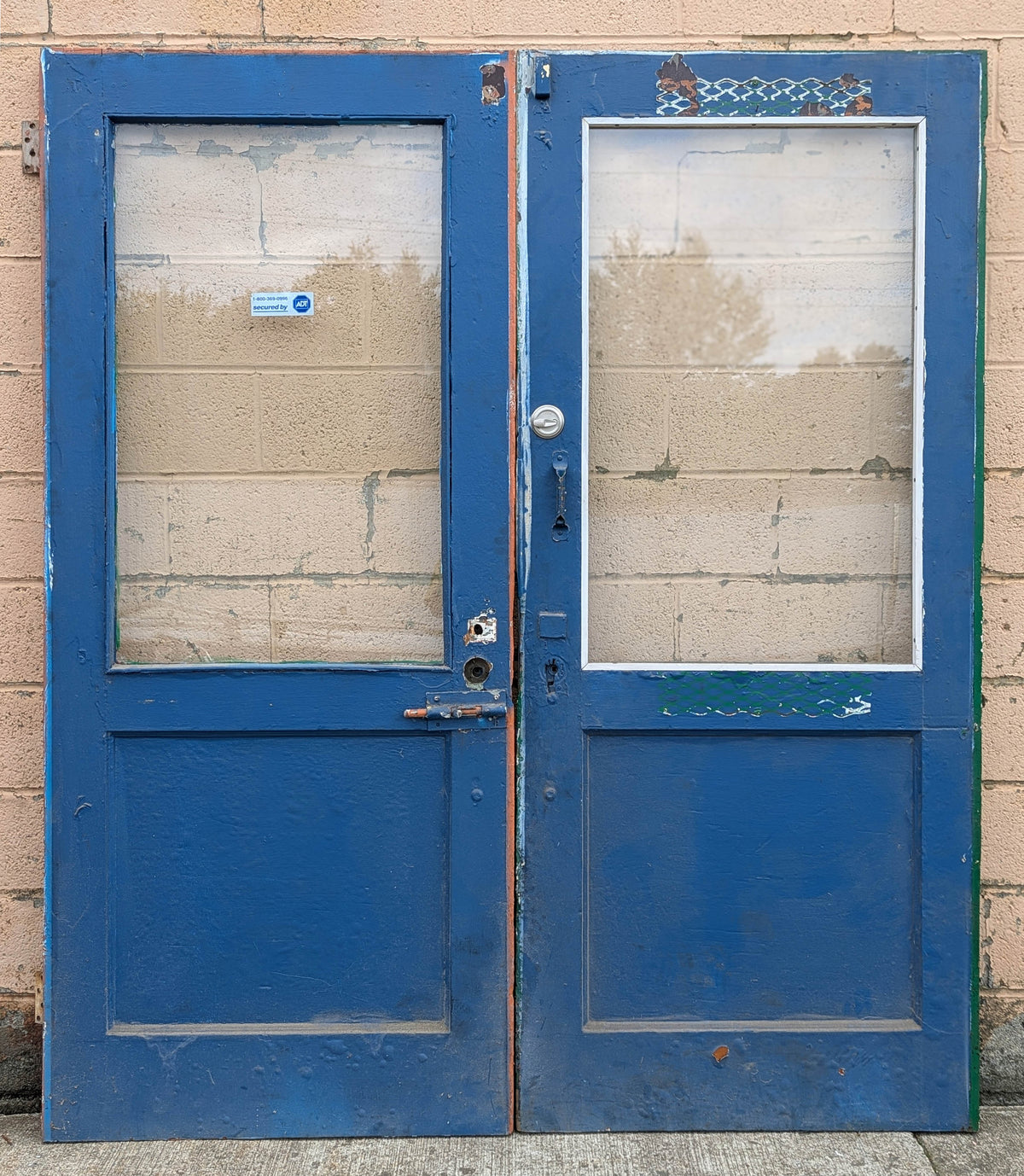 2 available 36"x82"x1.75" Antique Vintage Old Reclaimed Salvaged Wood Wooden Entry Exterior Door Half Length Window Tempered Glass Pane Lite Panel Hardware