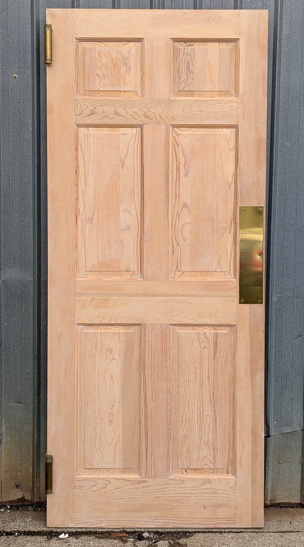 32"x79" Vintage Old Reclaimed Salvaged Swinging Interior SOLID Wood Wooden Door 6 Panels Colonial Style Double Action Hinges Push Plates
