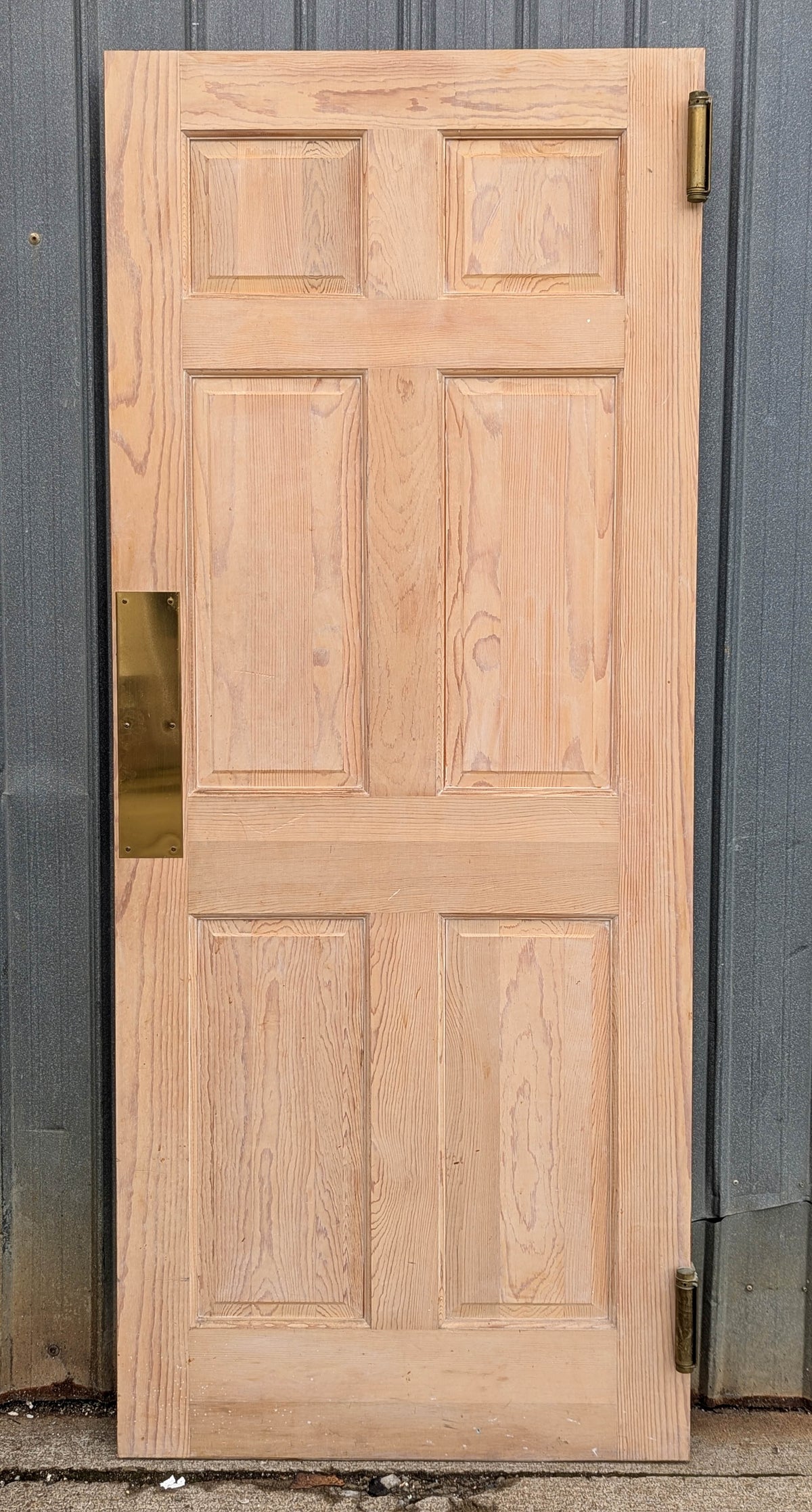 32"x79" Vintage Old Reclaimed Salvaged Swinging Interior SOLID Wood Wooden Door 6 Panels Colonial Style Double Action Hinges Push Plates