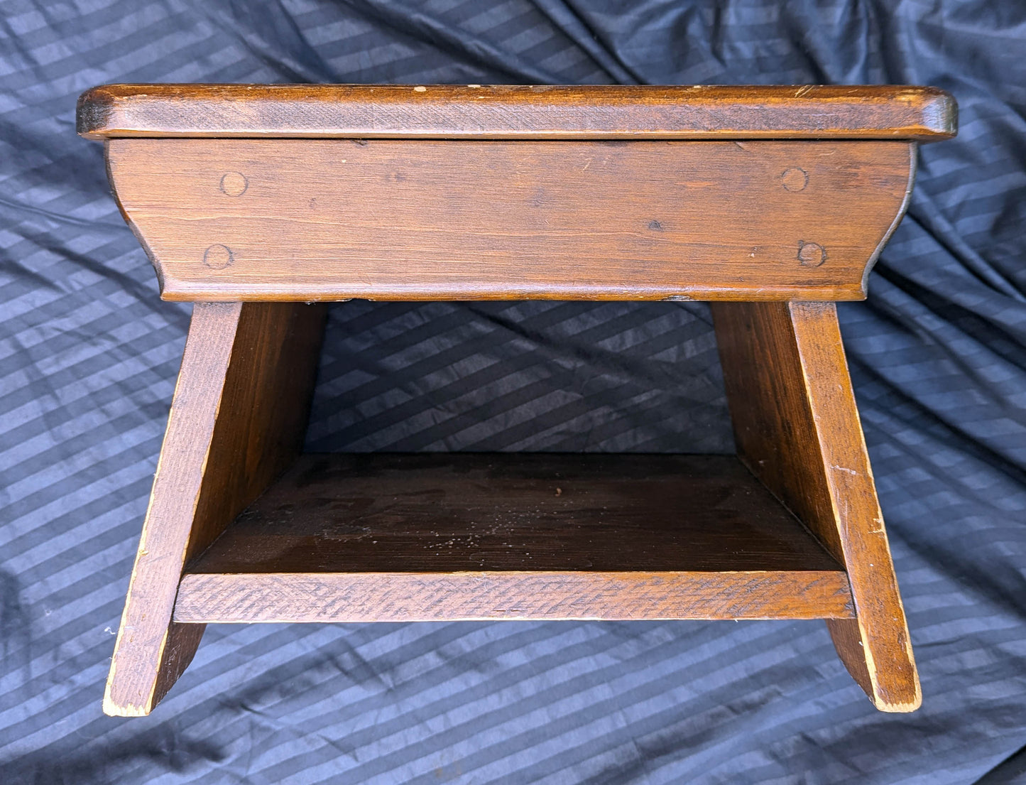 Small Vintage Antique Old Homemade Handmade Solid Pine Wood Wooden Table Foot Step Stool Plant Stand Side Accent Chair Seat Garden Bench