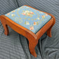 Antique Vintage Old Victorian SOLID Wood Wooden Kneeling Bench Foot Stool Ottoman Stand Floral Blue Fabric Needlepoint Design