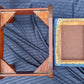Antique Vintage Old Victorian SOLID Wood Wooden Kneeling Bench Foot Stool Ottoman Stand Floral Blue Fabric Needlepoint Design