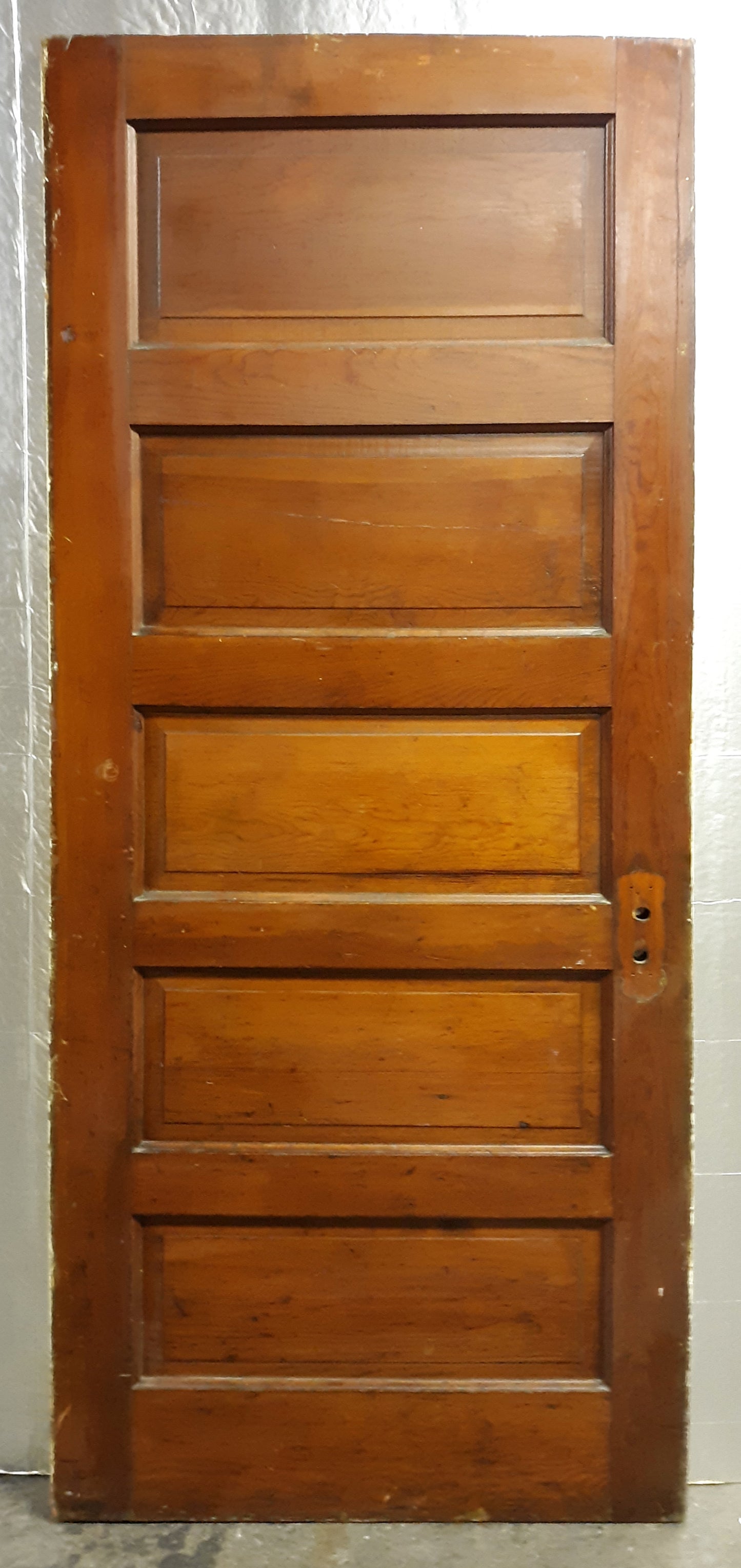32"x80" Antique Vintage Old Reclaimed Salvaged Interior SOLID Wood Wooden Door 5 Panels