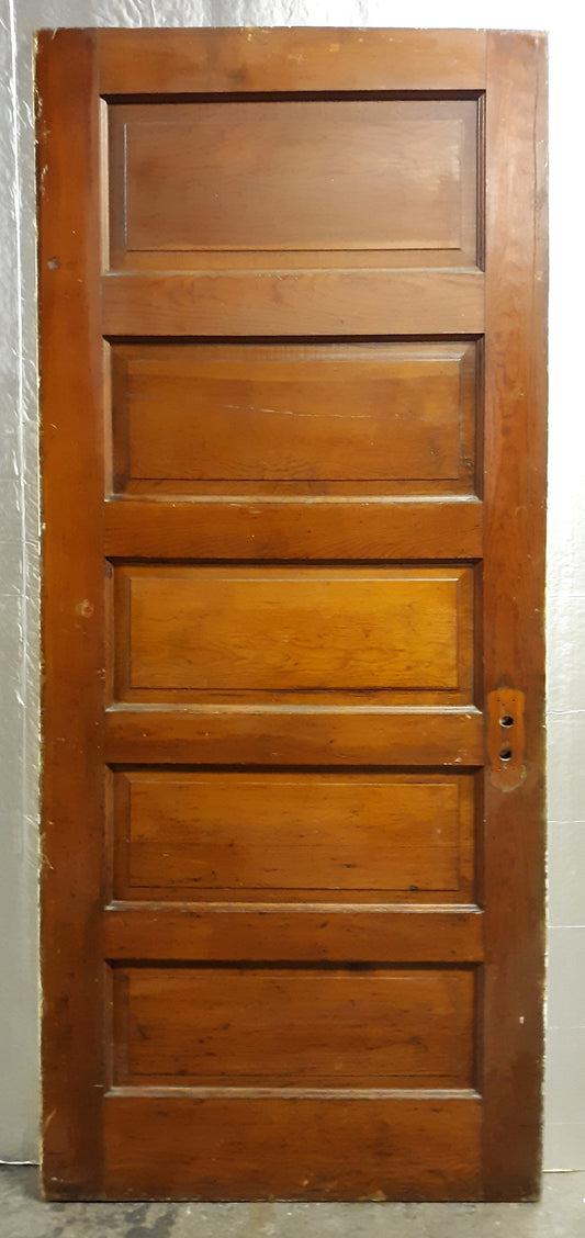 32"x80" Antique Vintage Old Reclaimed Salvaged Interior SOLID Wood Wooden Door 5 Panels