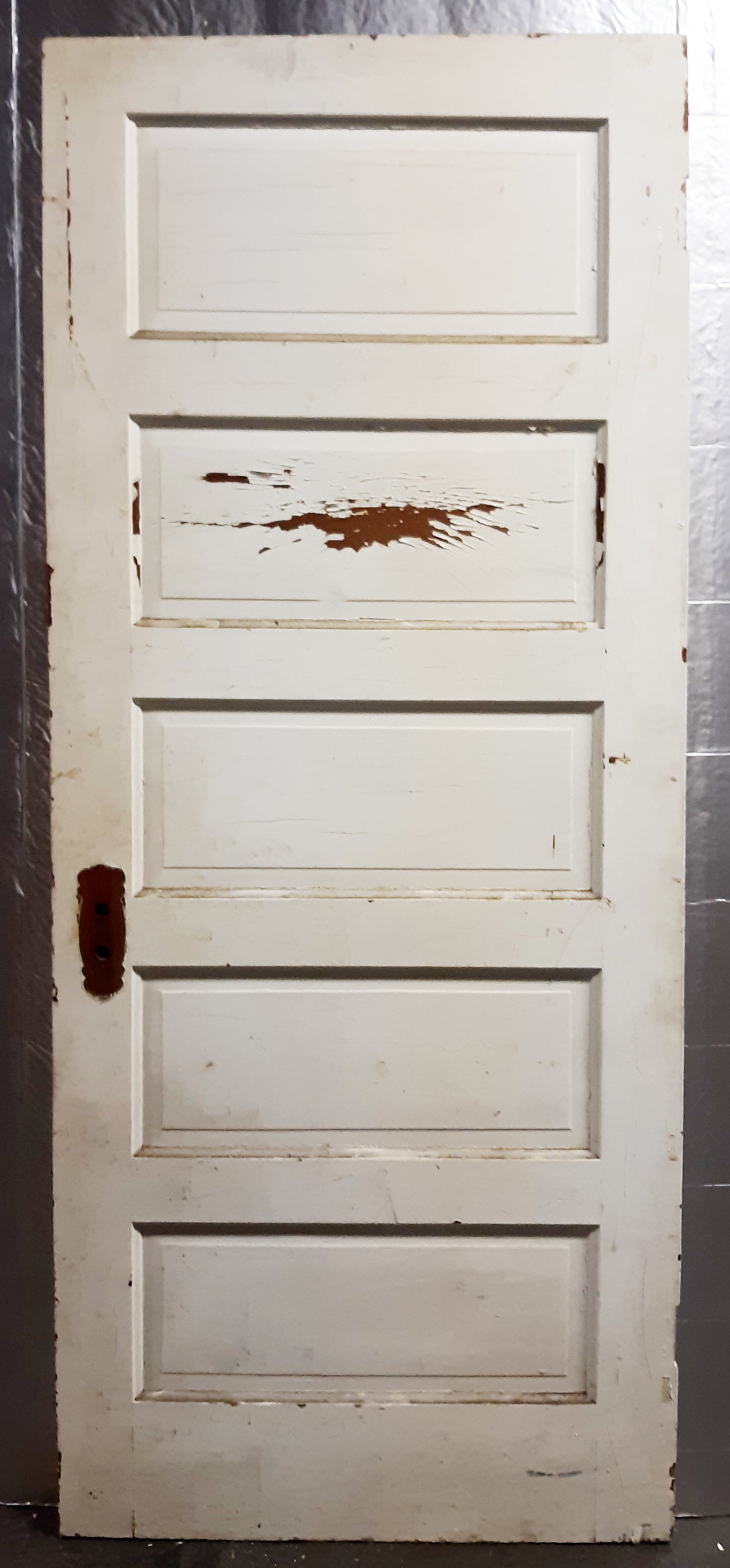 32"x80" Antique Vintage Old Reclaimed Salvaged Interior SOLID Wood Wooden Door 5 Panels