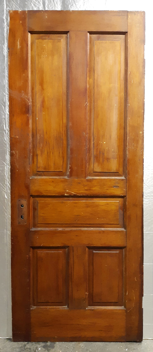 29.5"x78" Antique Vintage Old Reclaimed Salvaged Victorian Interior SOLID Wood Wooden Door 5 Panels