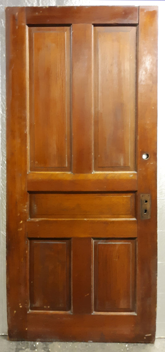 32"x78" Antique Vintage Old Reclaimed Salvaged Victorian Interior SOLID Wood Wooden Door 5 Panels