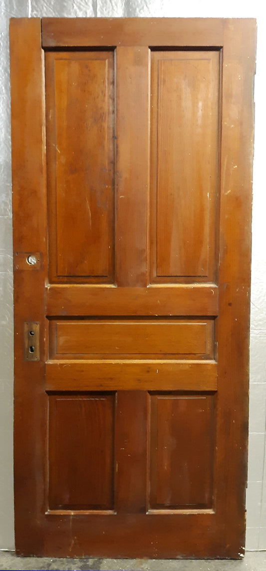 32"x78" Antique Vintage Old Reclaimed Salvaged Victorian Interior SOLID Wood Wooden Door 5 Panels