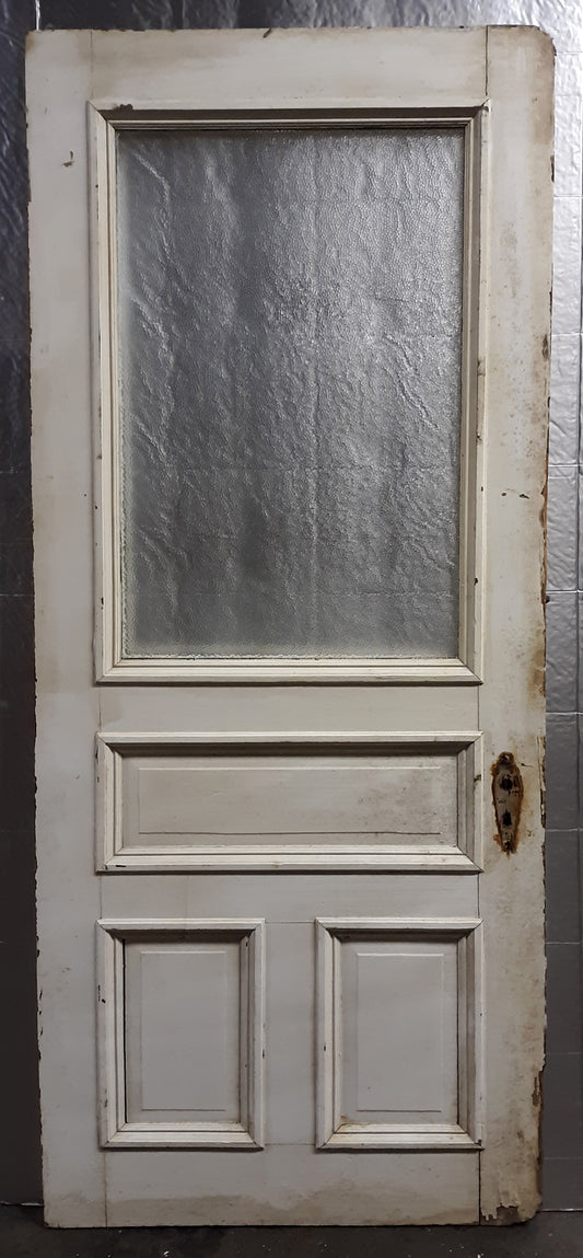 32"x78" Antique Vintage Old Reclaimed Salvaged SOLID Wood Wooden Door Panel Window Textured Glass