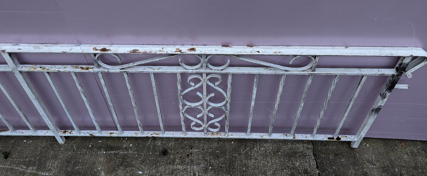 134"W Antique Vintage Old Salvaged Reclaimed Steel Wrought Iron Metal Handrail Porch Balcony Interior Exterior Garden Railing