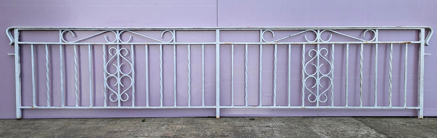 134"W Antique Vintage Old Salvaged Reclaimed Steel Wrought Iron Metal Handrail Porch Balcony Interior Exterior Garden Railing