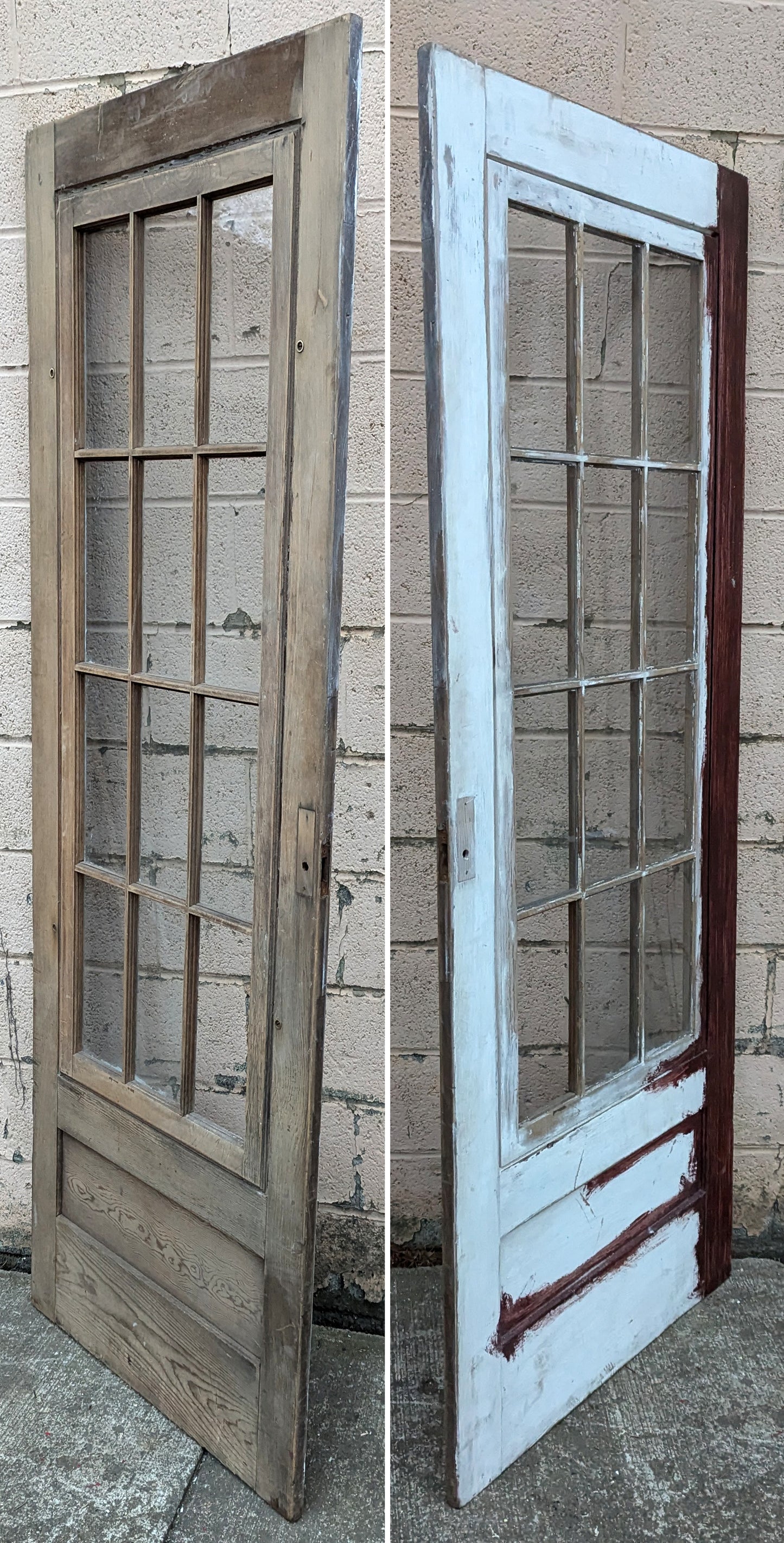 31"x81" Antique Vintage Old Reclaimed Salvaged SOLID Wood Wooden Storm Screen Exterior Entry Door Window Glass
