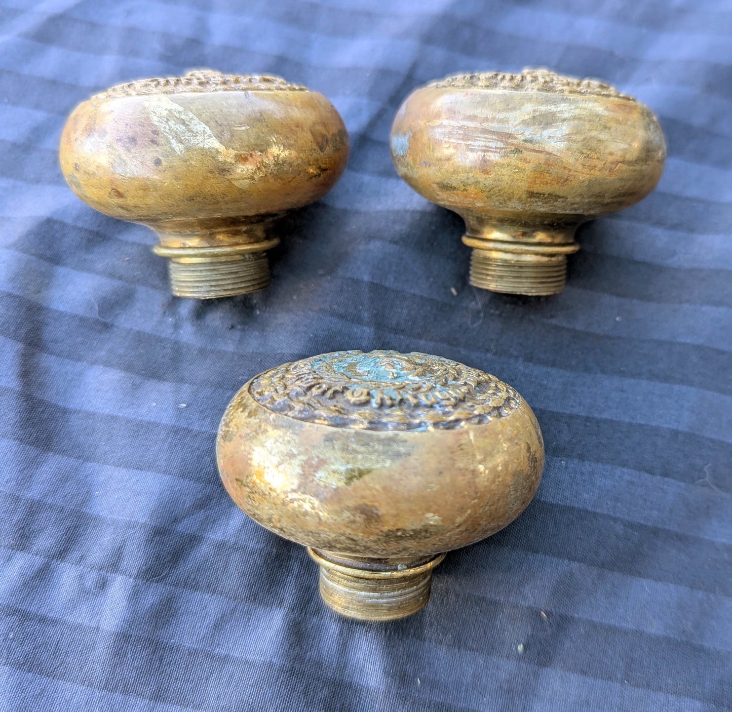 Lot of 3 Antique Vintage Old "City of Chicago Board of Education" SOLID Brass Doorknobs Door Knobs Handles (Copy)