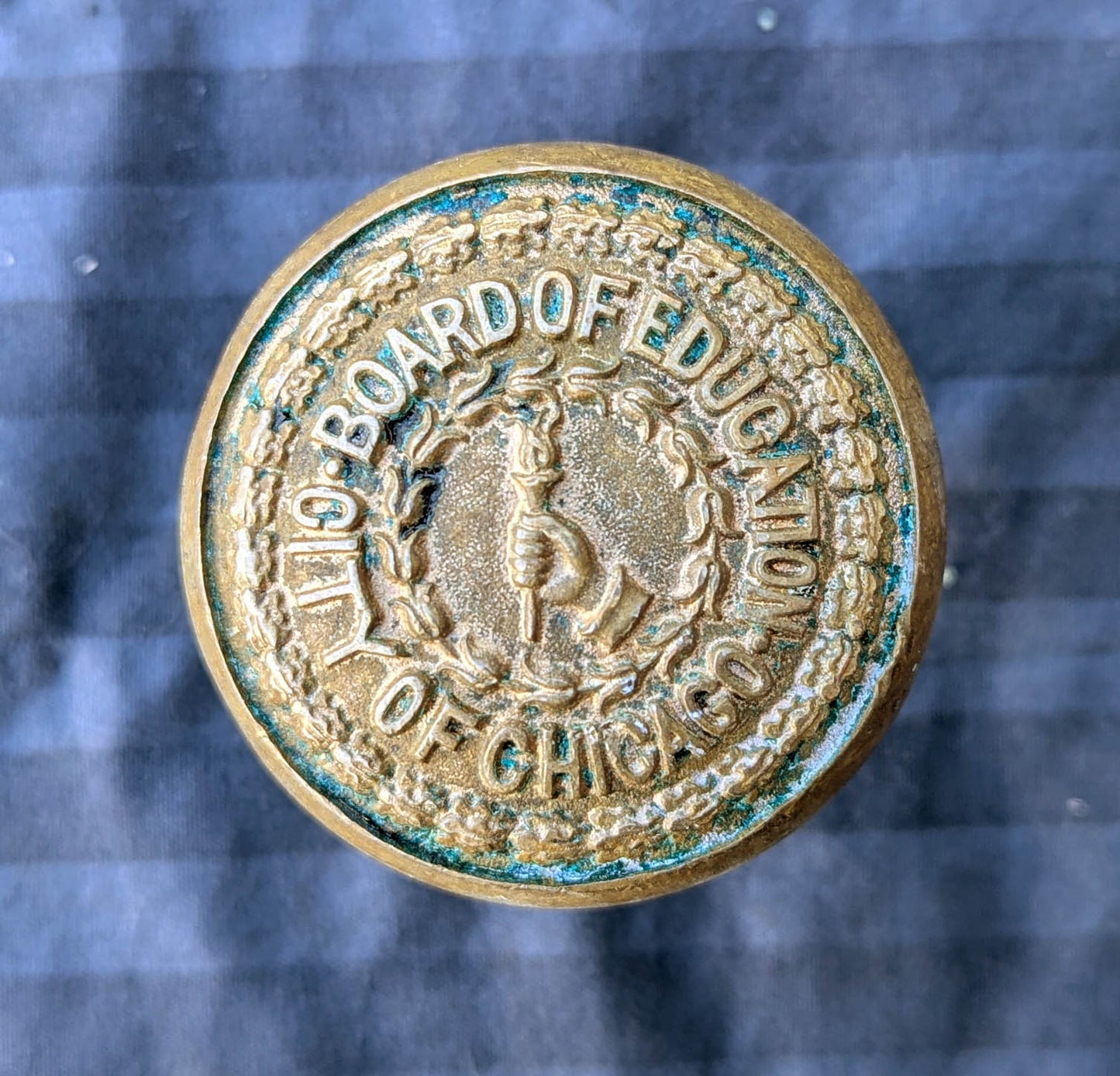 Single Antique Vintage Old "City of Chicago Board of Education" SOLID Brass Doorknob Door Knob Handle