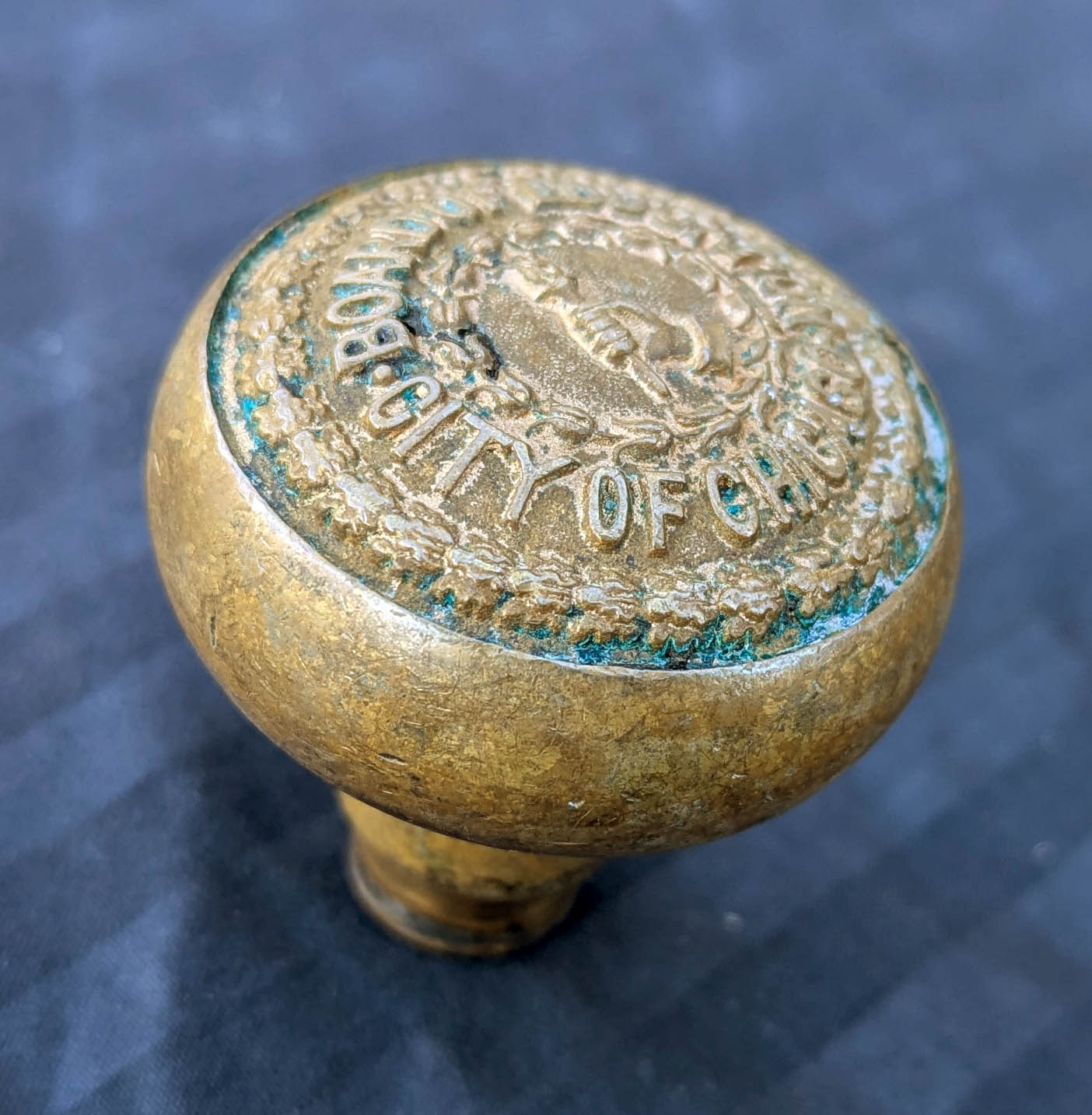 Single Antique Vintage Old "City of Chicago Board of Education" SOLID Brass Doorknob Door Knob Handle