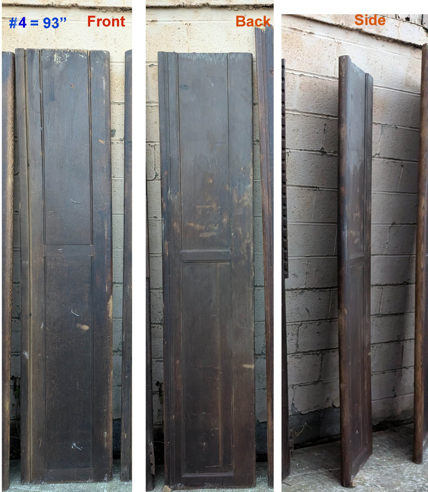 Lot of 9 Antique Vintage Old 8FT 20"W SOLID Riftsawn Oak Wall Panel Church Pew Back Boards Planks Closet Doors Wainscoting