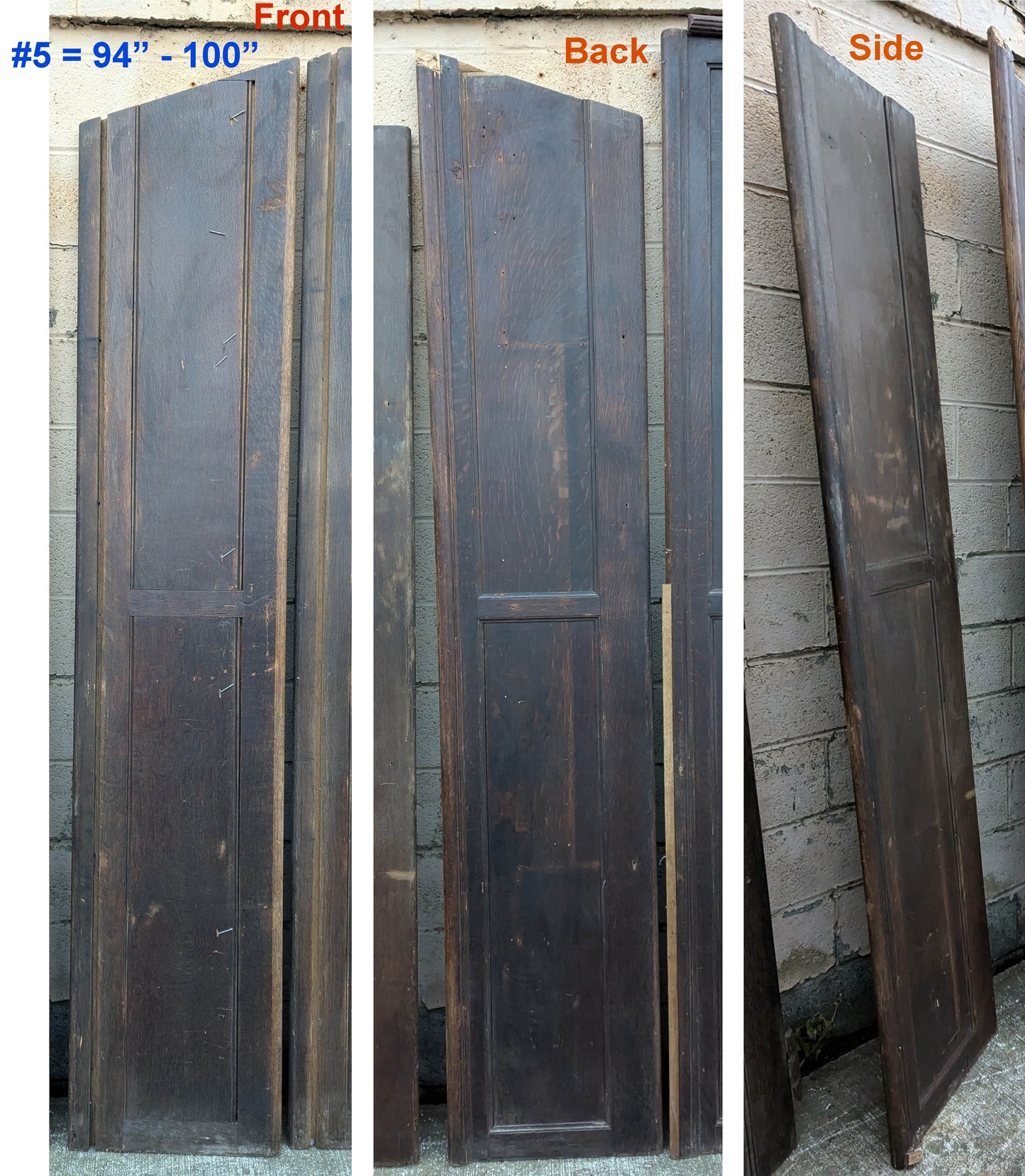 Lot of 9 Antique Vintage Old 8FT 20"W SOLID Riftsawn Oak Wall Panel Church Pew Back Boards Planks Closet Doors Wainscoting