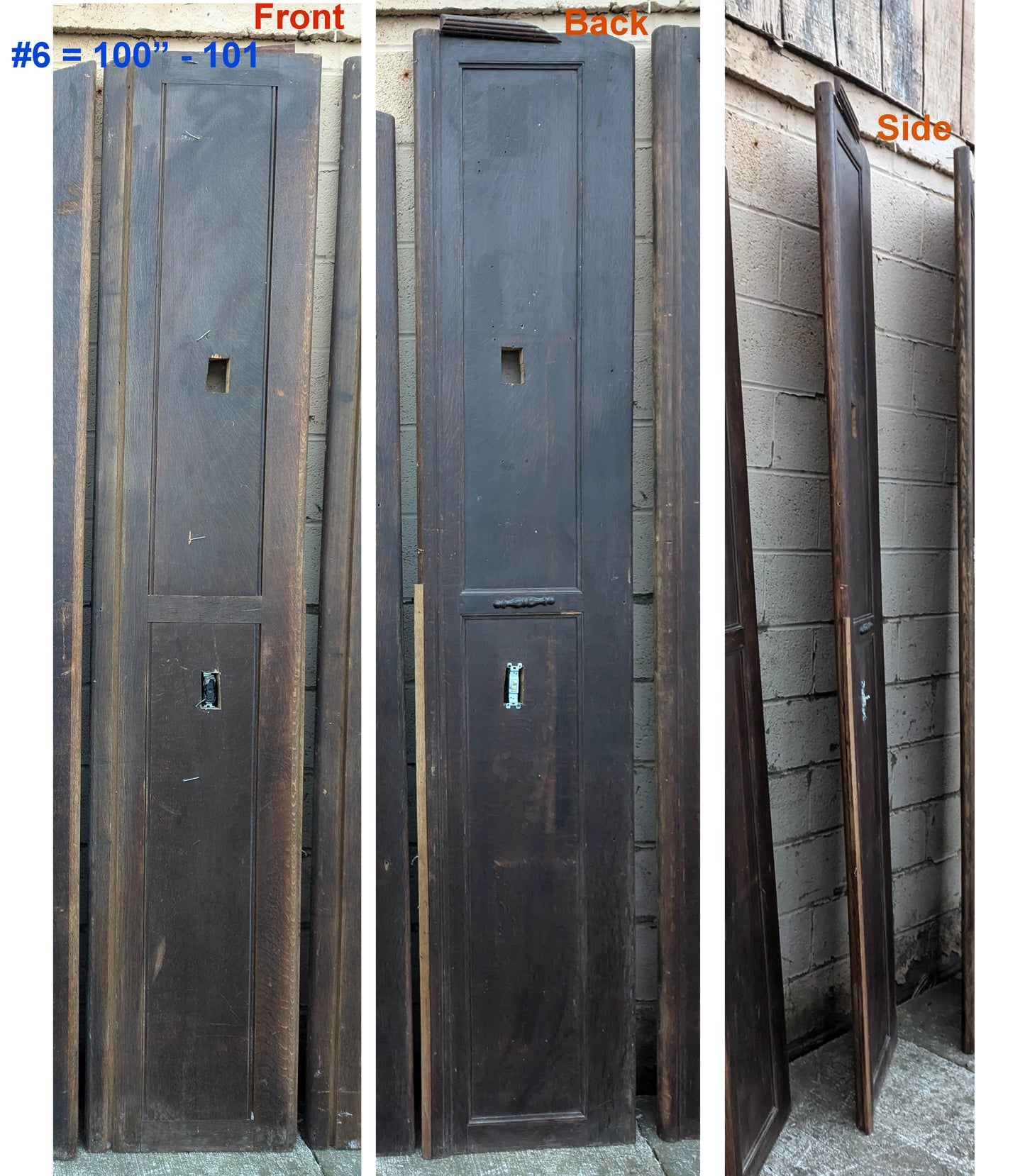 Lot of 9 Antique Vintage Old 8FT 20"W SOLID Riftsawn Oak Wall Panel Church Pew Back Boards Planks Closet Doors Wainscoting