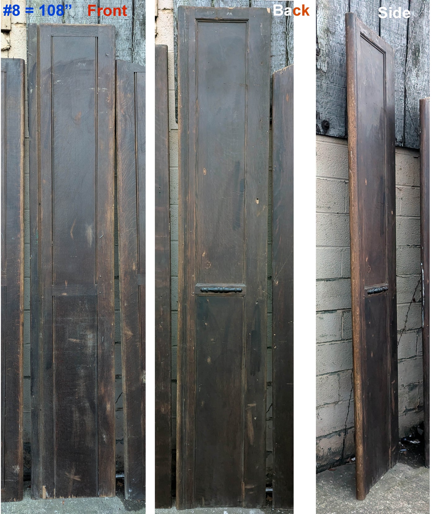 Lot of 9 Antique Vintage Old 8FT 20"W SOLID Riftsawn Oak Wall Panel Church Pew Back Boards Planks Closet Doors Wainscoting