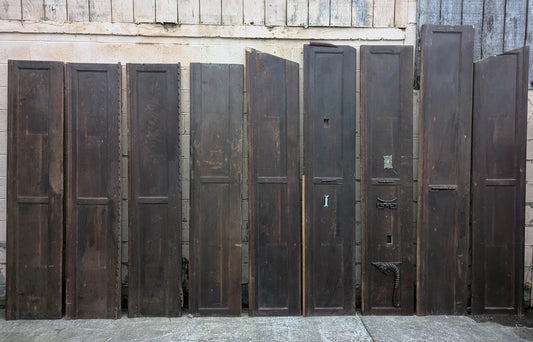 Lot of 9 Antique Vintage Old 8FT 20"W SOLID Riftsawn Oak Wall Panel Church Pew Back Boards Planks Closet Doors Wainscoting