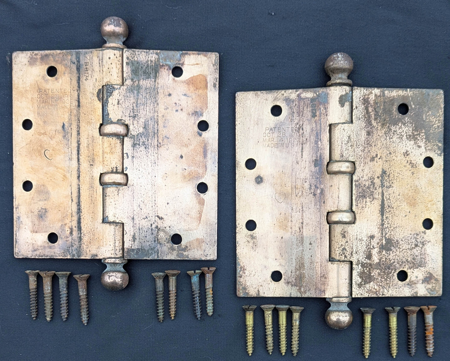 2 Pairs available 5"x5" Antique Vintage Old Reclaimed Salvaged "Stanley" SW Steel Bronze Ball Bearing Exterior Entry Door Hinges