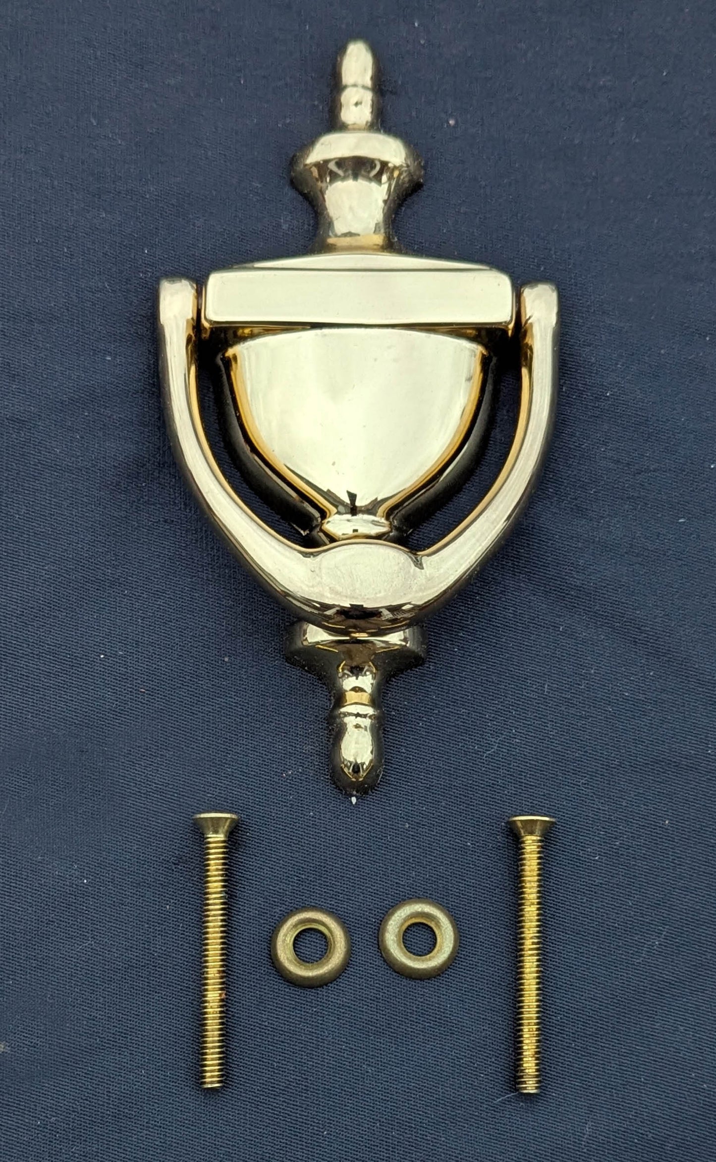 6" Vintage Antique Old NOS "Baldwin" Colonial Style SOLID Cast Brass Door Door Knocker Rapper Plate Polished Glossy