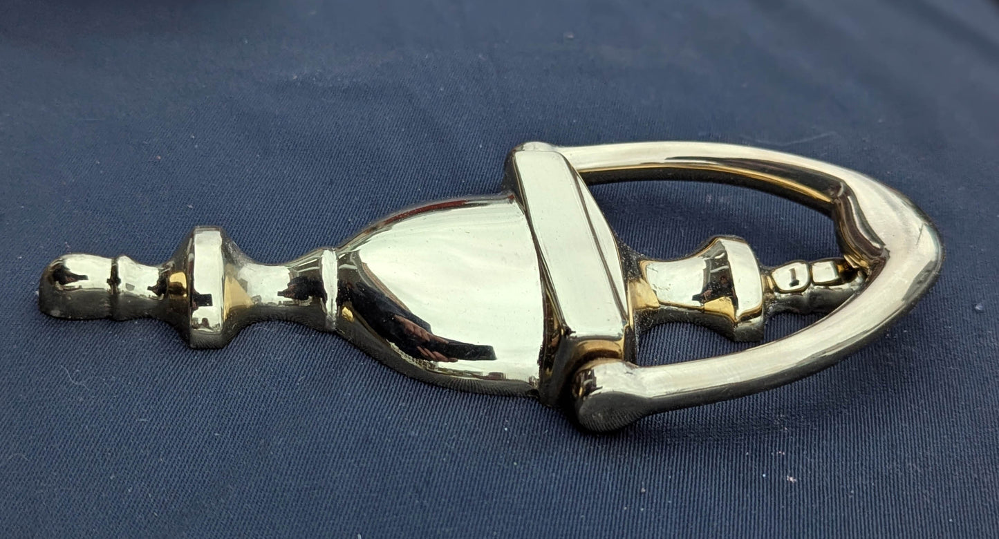 6" Vintage Antique Old NOS "Baldwin" Colonial Style SOLID Cast Brass Door Door Knocker Rapper Plate Polished Glossy