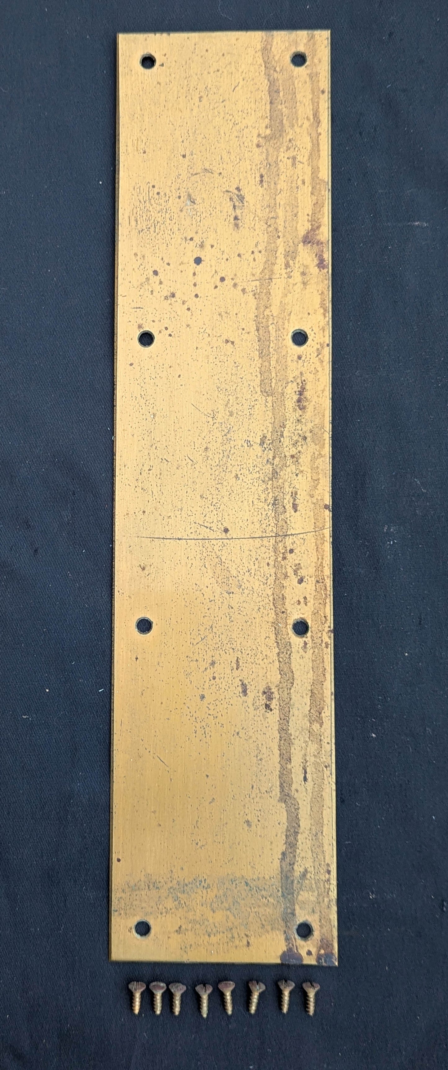 3.5"x15" Antique Vintage Old Salvaged Reclaimed SOLID Bronze Patina Swinging Door Push Plate w/Screws