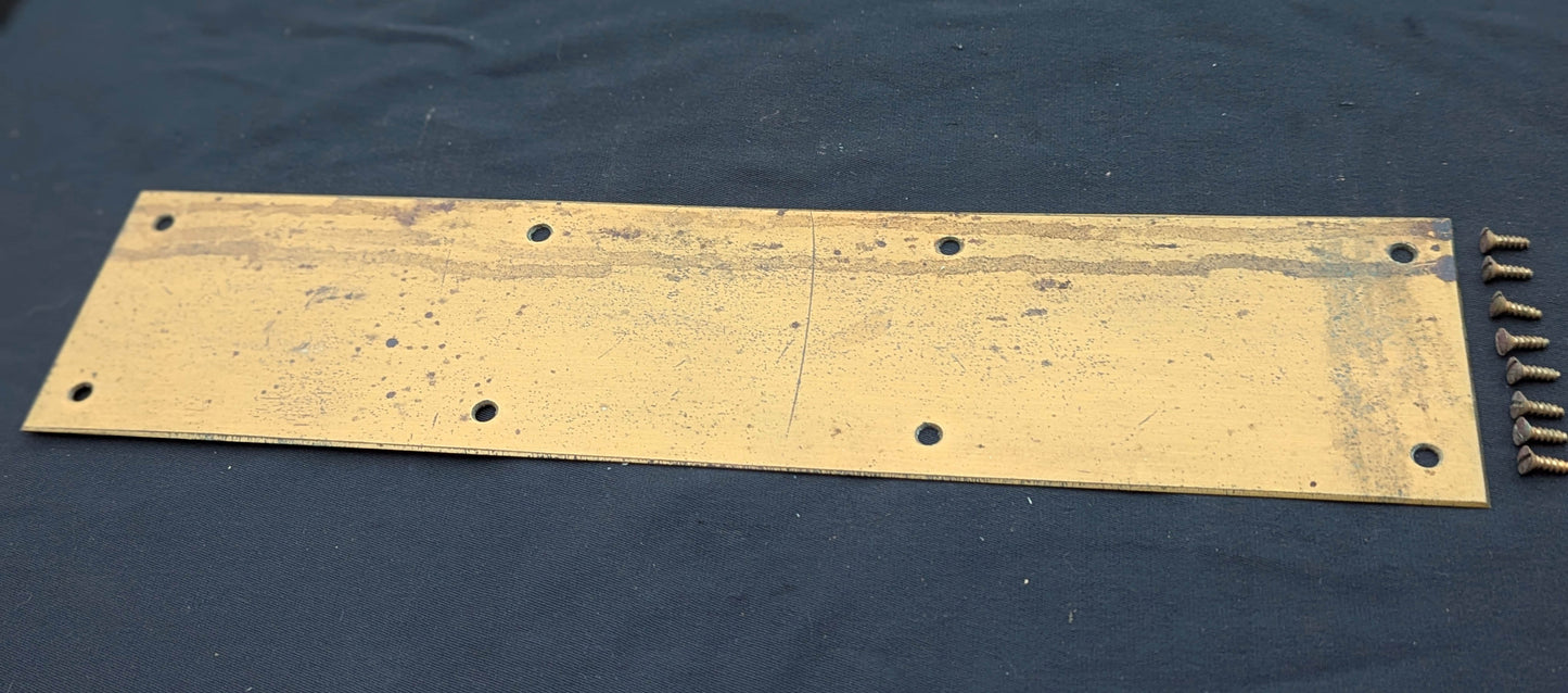 3.5"x15" Antique Vintage Old Salvaged Reclaimed SOLID Bronze Patina Swinging Door Push Plate w/Screws