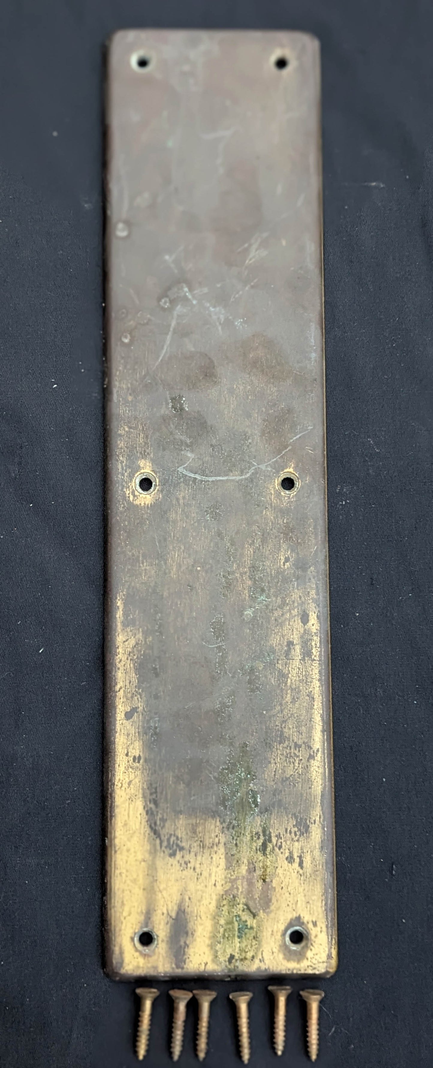 3.5"x15" HEAVY! 3 lbs Antique Vintage Old Reclaimed Salvaged SOLID Cast Brass Patina Swinging Door Push Cover Plate Escutcheon