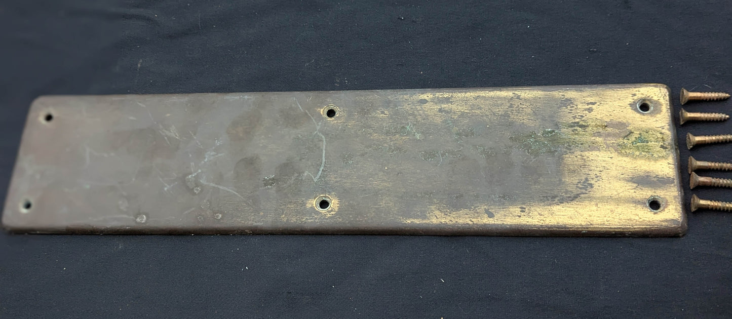 3.5"x15" HEAVY! 3 lbs Antique Vintage Old Reclaimed Salvaged SOLID Cast Brass Patina Swinging Door Push Cover Plate Escutcheon
