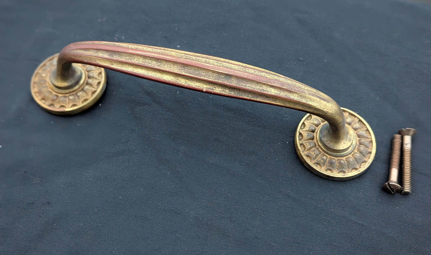 HEAVY! 10" Antique Vintage Old Reclaimed Salvaged Federal Style SOLID Cast Bronze Entry Exterior Door Handle Pull