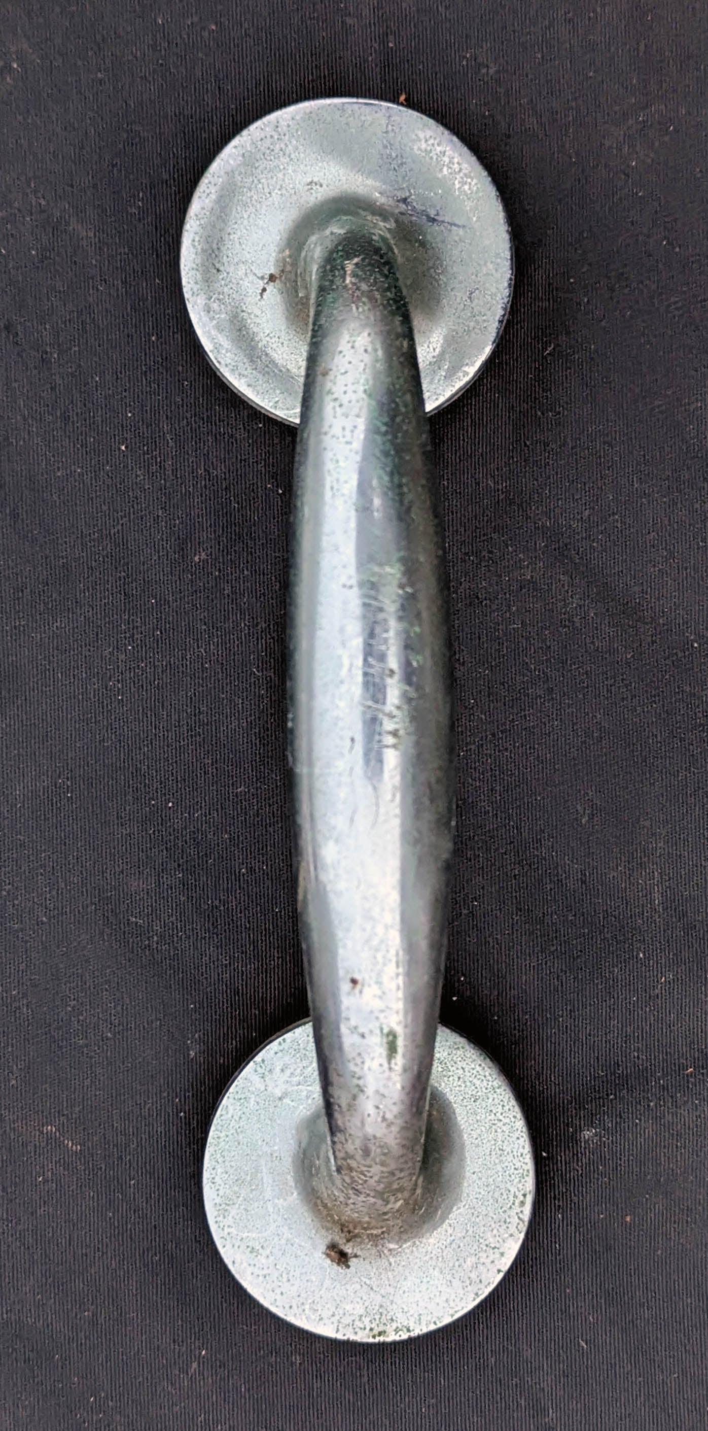 HEAVY! 7.5" Antique Vintage Old Reclaimed Salvaged Art Deco Chrome plated SOLID Cast Brass Door Handle Pull